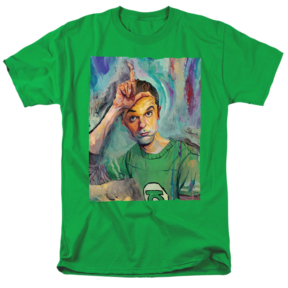 AN OFFCIALLY LICENSED BIG BANG THEORY SHELDON PAINTING MEN'S REGULAR FIT T-SHIRT KELLY GREEN