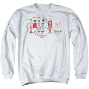 AN OFFCIALLY LICENSED BIG BANG THEORY BAZINGA EQUATION ADULT UNISEX CREWNECK SWEATSHIRT WHITE
