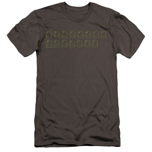 AN OFFCIALLY LICENSED BIG BANG THEORY INTRANET MACHINE MEN'S PREMIUM SLIM FIT T-SHIRT CHARCOAL