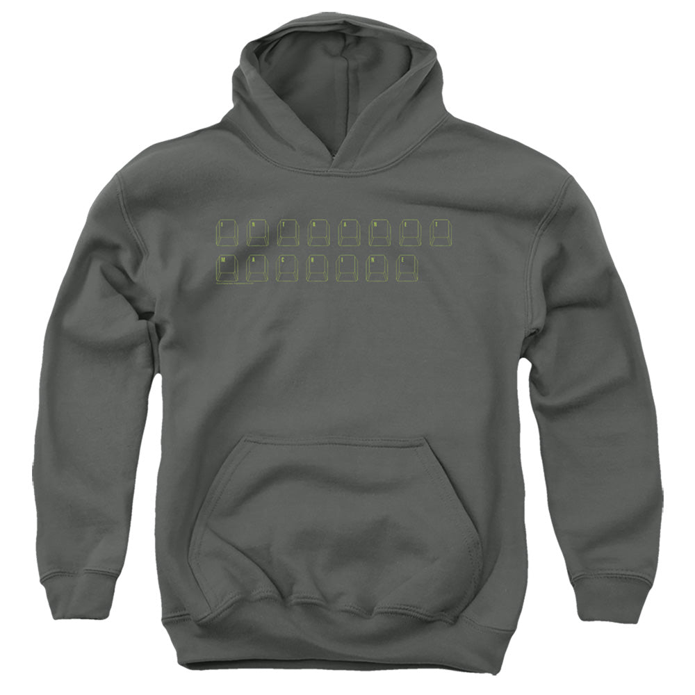 AN OFFCIALLY LICENSED BIG BANG THEORY INTRANET MACHINE YOUTH HOODIE CHARCOAL