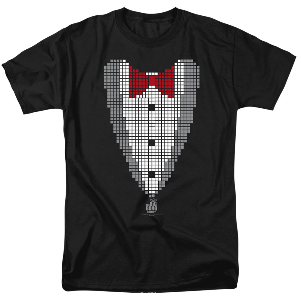 AN OFFCIALLY LICENSED BIG BANG THEORY PIXELATED TUX MEN'S REGULAR FIT T-SHIRT BLACK