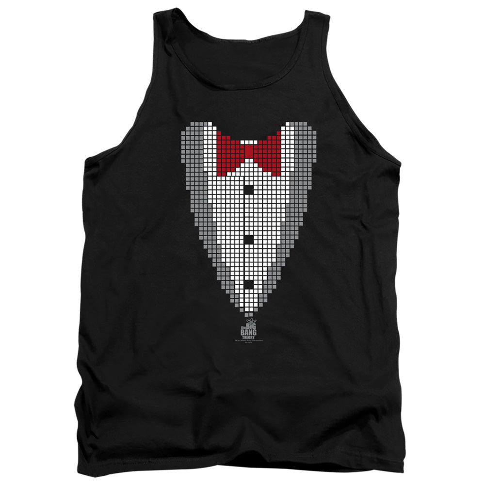 AN OFFCIALLY LICENSED BIG BANG THEORY PIXELATED TUX ADULT UNISEX TANK TOP BLACK