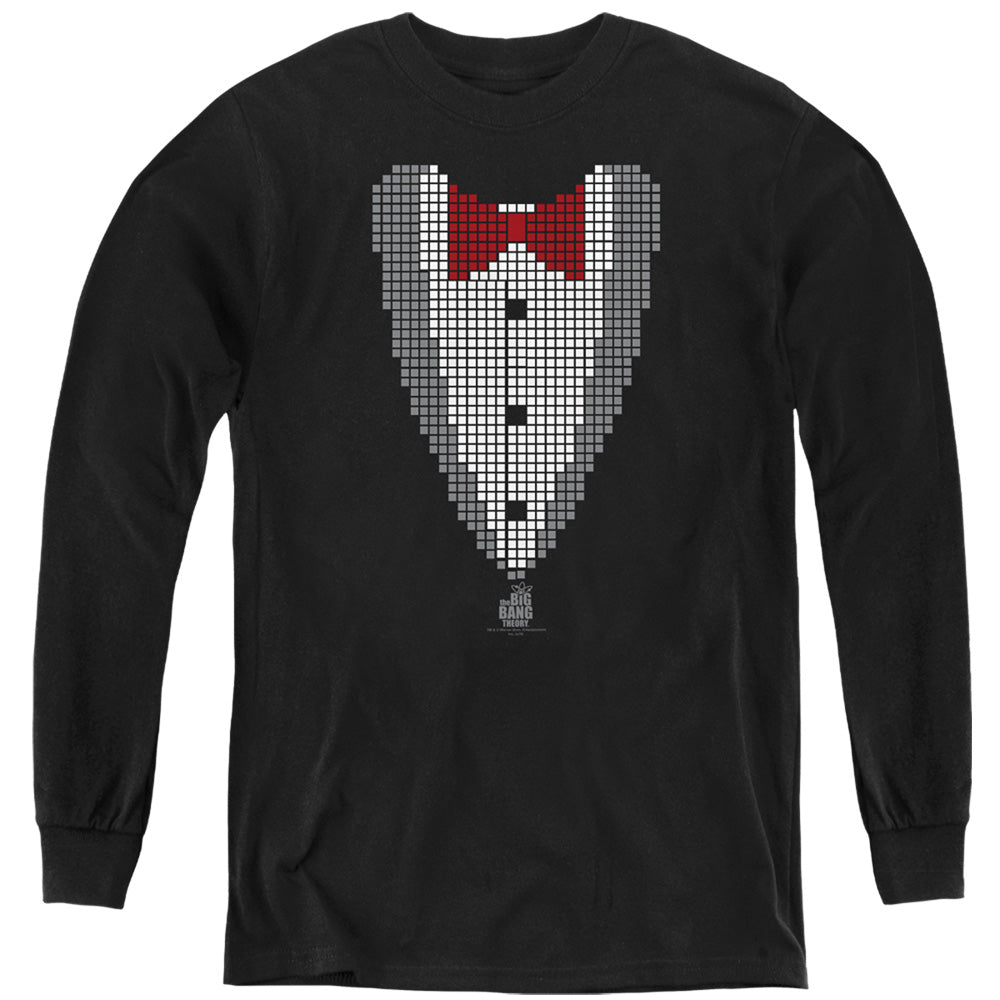 AN OFFCIALLY LICENSED BIG BANG THEORY PIXELATED TUX YOUTH LONG SLEEVE T-SHIRT BLACK