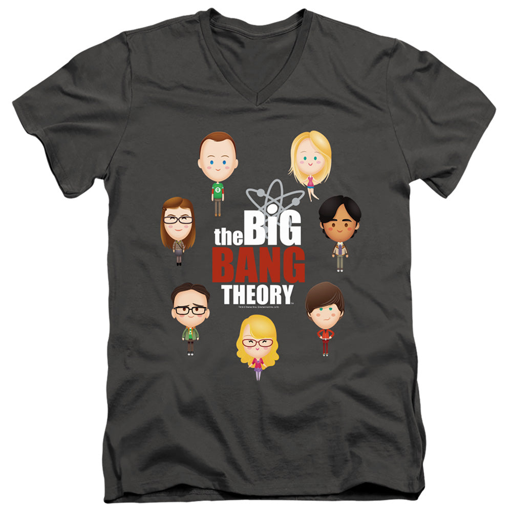 AN OFFCIALLY LICENSED BIG BANG THEORY EMOJIS MEN'S V-NECK T-SHIRT CHARCOAL