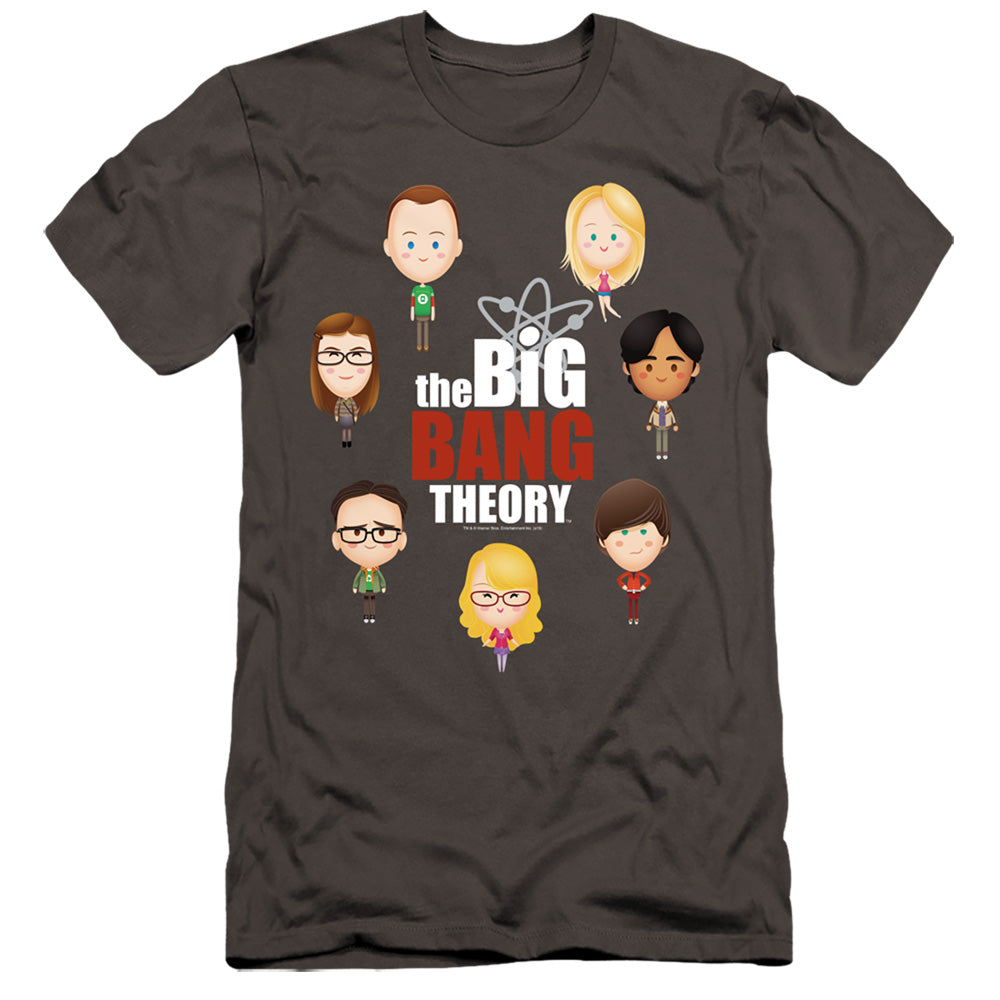 AN OFFCIALLY LICENSED BIG BANG THEORY EMOJIS MEN'S PREMIUM SLIM FIT T-SHIRT CHARCOAL