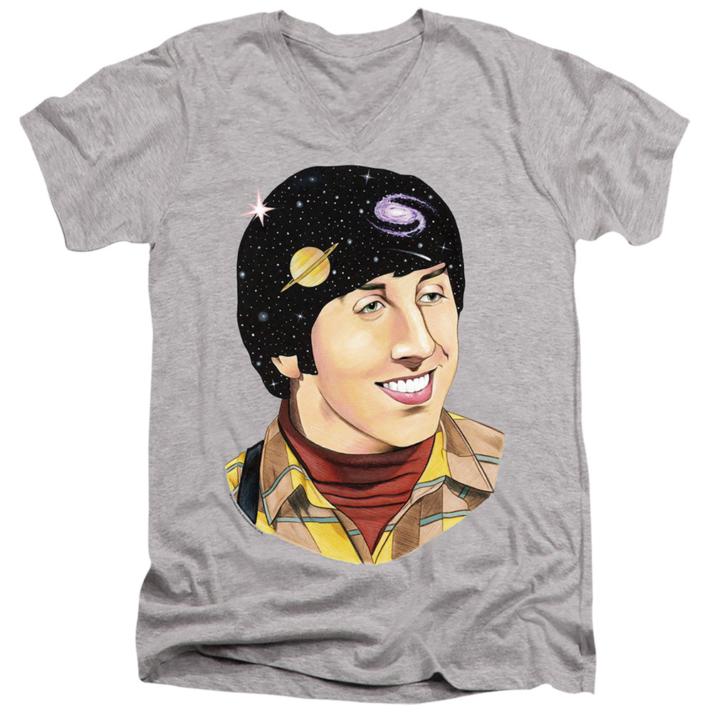 AN OFFCIALLY LICENSED BIG BANG THEORY HOWARD SPACE MEN'S V-NECK T-SHIRT ATHLETIC HEATHER