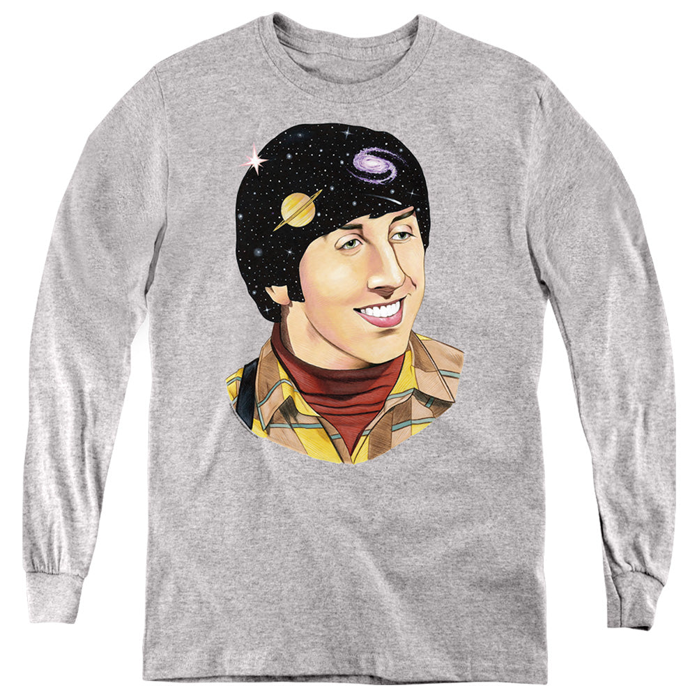 AN OFFCIALLY LICENSED BIG BANG THEORY HOWARD SPACE YOUTH LONG SLEEVE T-SHIRT ATHLETIC HEATHER