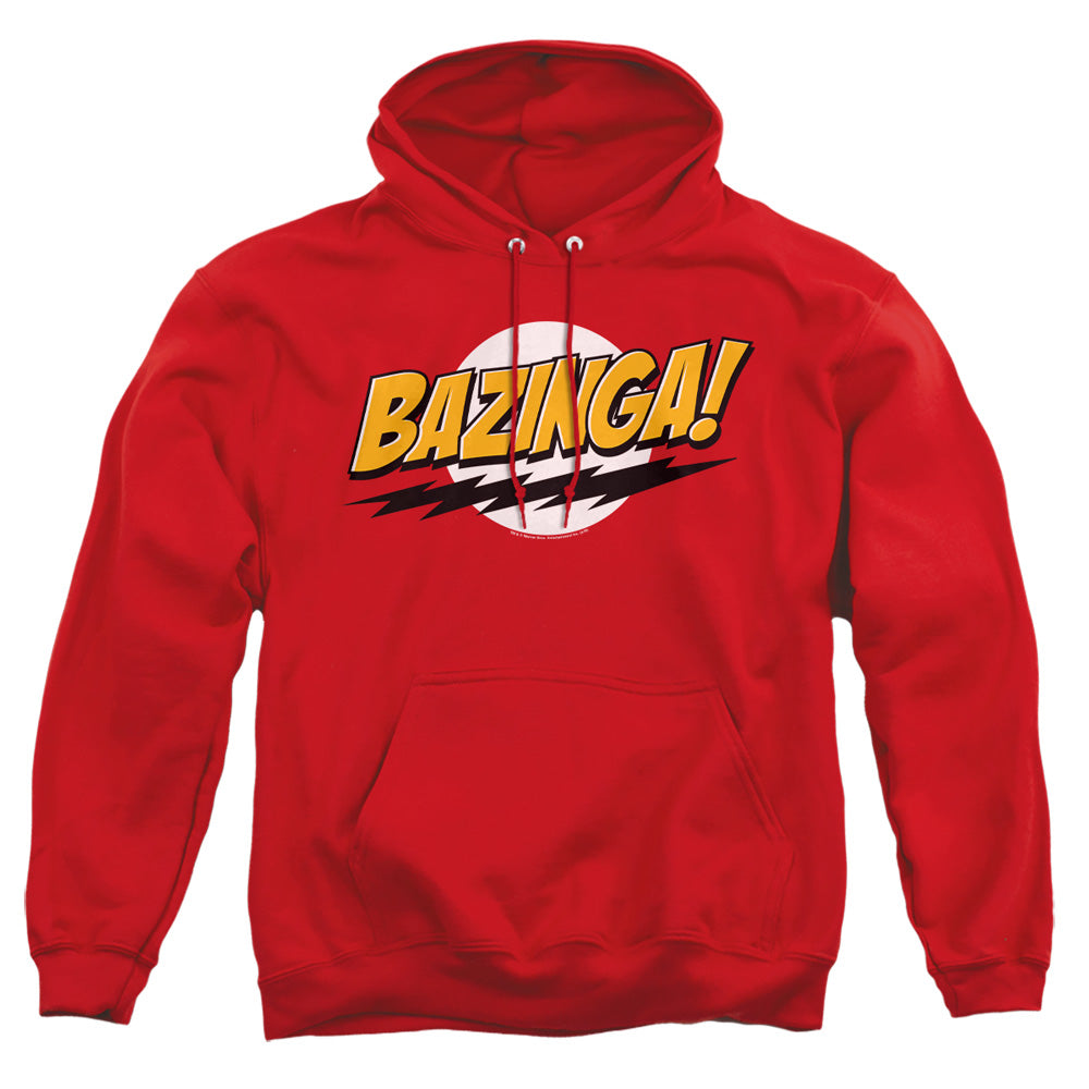 AN OFFCIALLY LICENSED BIG BANG THEORY BAZINGA ADULT UNISEX PULLOVER HOODIE RED