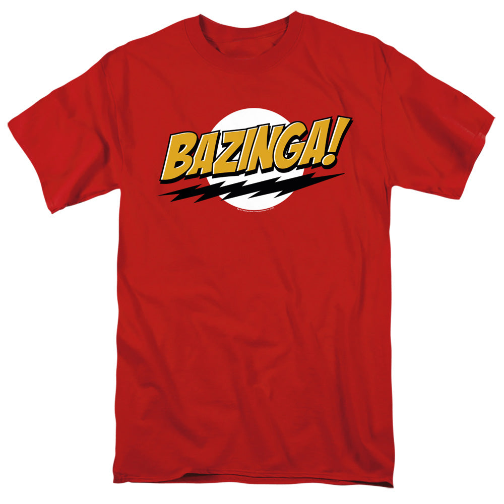 AN OFFCIALLY LICENSED BIG BANG THEORY BAZINGA MEN'S REGULAR FIT T-SHIRT RED