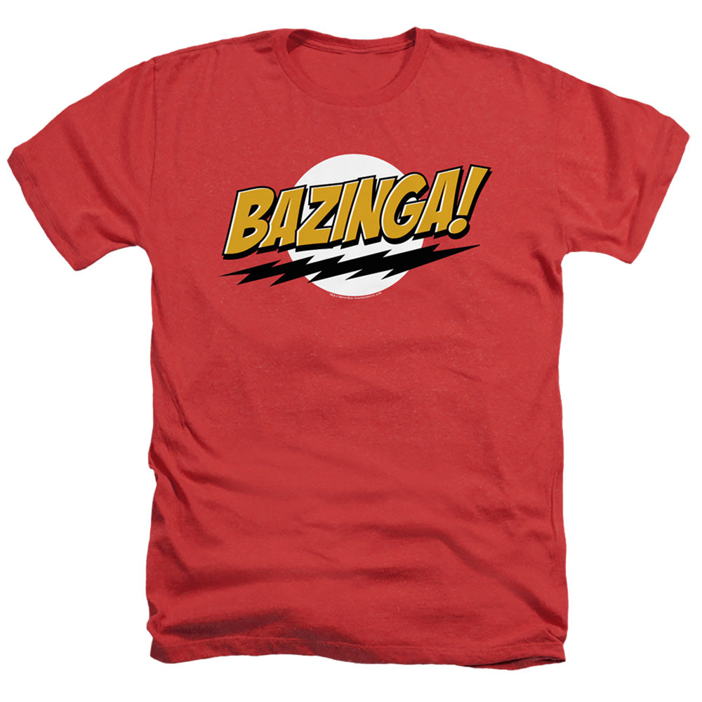 AN OFFCIALLY LICENSED BIG BANG THEORY BAZINGA MEN'S HEATHER T-SHIRT RED