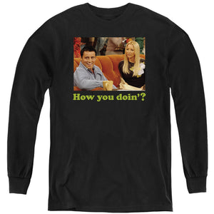 AN OFFCIALLY LICENSED FRIENDS JOEY HOW YOU DOIN? YOUTH LONG SLEEVE T-SHIRT BLACK