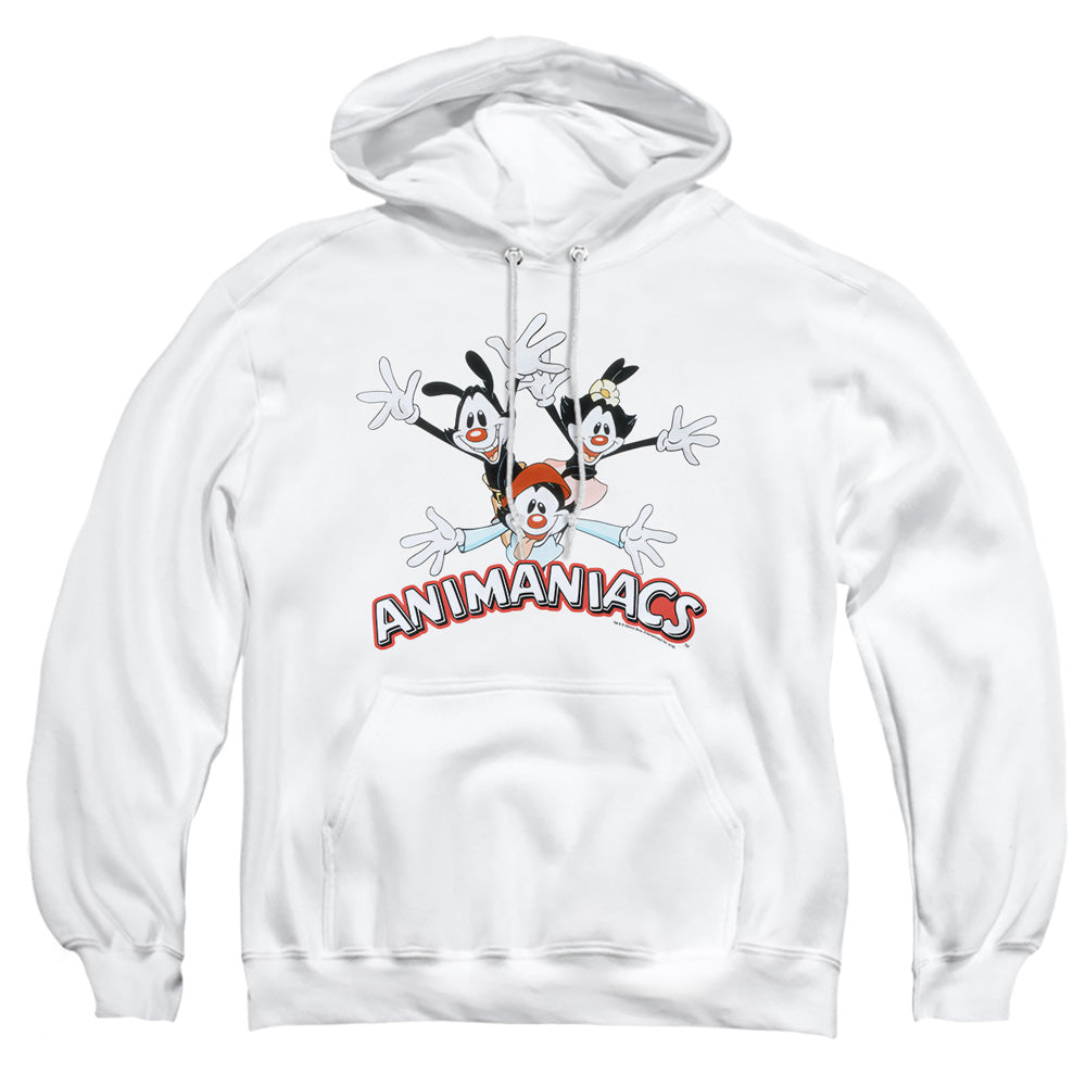 AN OFFCIALLY LICENSED ANIMANIACS ANIMANIACS TRIO ADULT UNISEX PULLOVER HOODIE WHITE