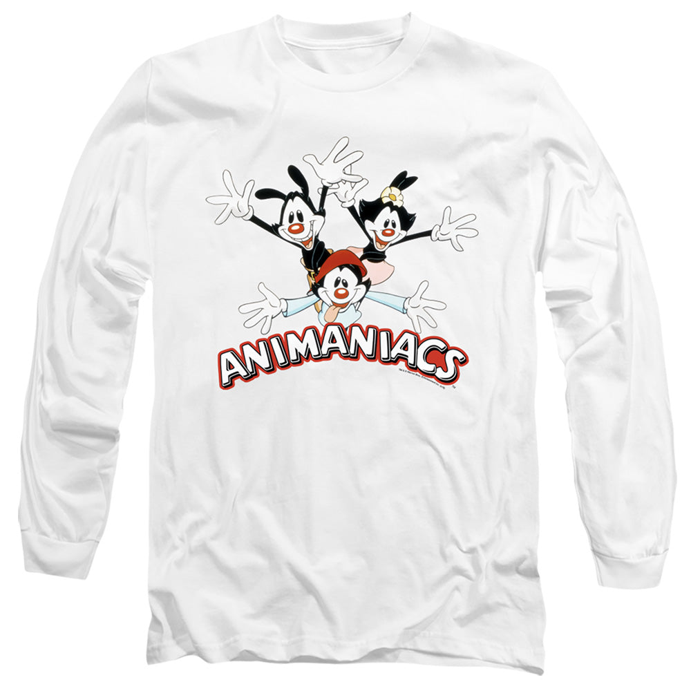 AN OFFCIALLY LICENSED ANIMANIACS ANIMANIACS TRIO MEN'S LONG SLEEVE T-SHIRT WHITE