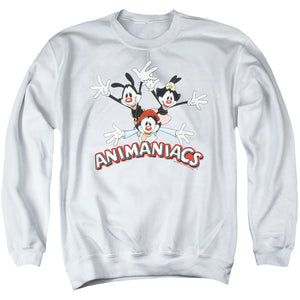 AN OFFCIALLY LICENSED ANIMANIACS ANIMANIACS TRIO ADULT UNISEX CREWNECK SWEATSHIRT WHITE