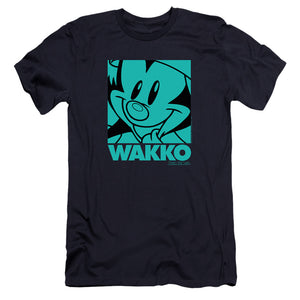 AN OFFCIALLY LICENSED ANIMANIACS POP WAKKO MEN'S PREMIUM SLIM FIT T-SHIRT NAVY