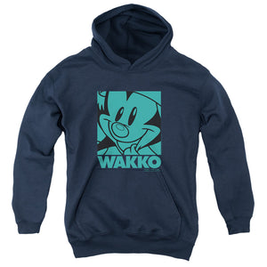 AN OFFCIALLY LICENSED ANIMANIACS POP WAKKO YOUTH HOODIE NAVY