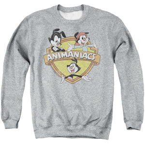 AN OFFCIALLY LICENSED ANIMANIACS SHIELDED ANIMANIACS ADULT UNISEX CREWNECK SWEATSHIRT ATHLETIC HEATHER