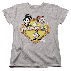 AN OFFCIALLY LICENSED ANIMANIACS SHIELDED ANIMANIACS WOMEN'S REGULAR FIT T-SHIRT ATHLETIC HEATHER