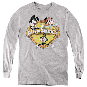 AN OFFCIALLY LICENSED ANIMANIACS SHIELDED ANIMANIACS YOUTH LONG SLEEVE T-SHIRT ATHLETIC HEATHER
