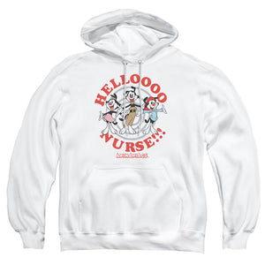 AN OFFCIALLY LICENSED ANIMANIACS HELLO NURSE ADULT UNISEX PULLOVER HOODIE WHITE