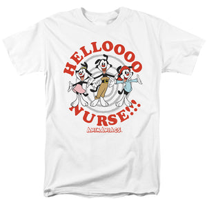 AN OFFCIALLY LICENSED ANIMANIACS HELLO NURSE MEN'S REGULAR FIT T-SHIRT WHITE