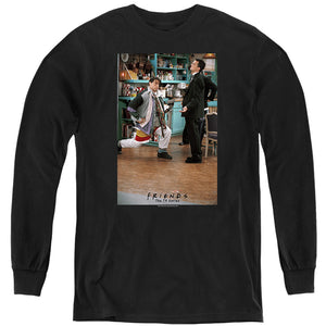 AN OFFCIALLY LICENSED FRIENDS TOO MANY CLOTHES YOUTH LONG SLEEVE T-SHIRT BLACK