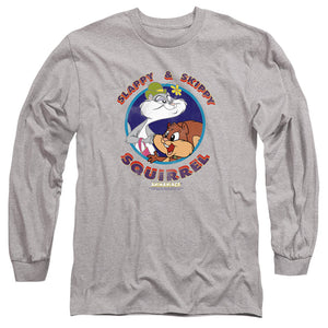 AN OFFCIALLY LICENSED ANIMANIACS SLAPPY AND SKIPPY SQUIRREL MEN'S LONG SLEEVE T-SHIRT ATHLETIC HEATHER