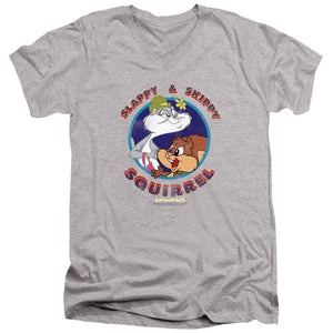AN OFFCIALLY LICENSED ANIMANIACS SLAPPY AND SKIPPY SQUIRREL MEN'S V-NECK T-SHIRT ATHLETIC HEATHER