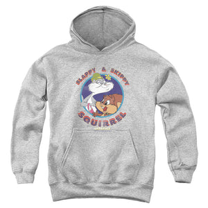 AN OFFCIALLY LICENSED ANIMANIACS SLAPPY AND SKIPPY SQUIRREL YOUTH HOODIE ATHLETIC HEATHER