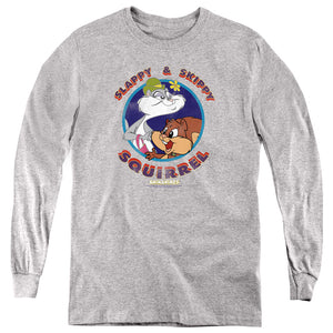 AN OFFCIALLY LICENSED ANIMANIACS SLAPPY AND SKIPPY SQUIRREL YOUTH LONG SLEEVE T-SHIRT ATHLETIC HEATHER