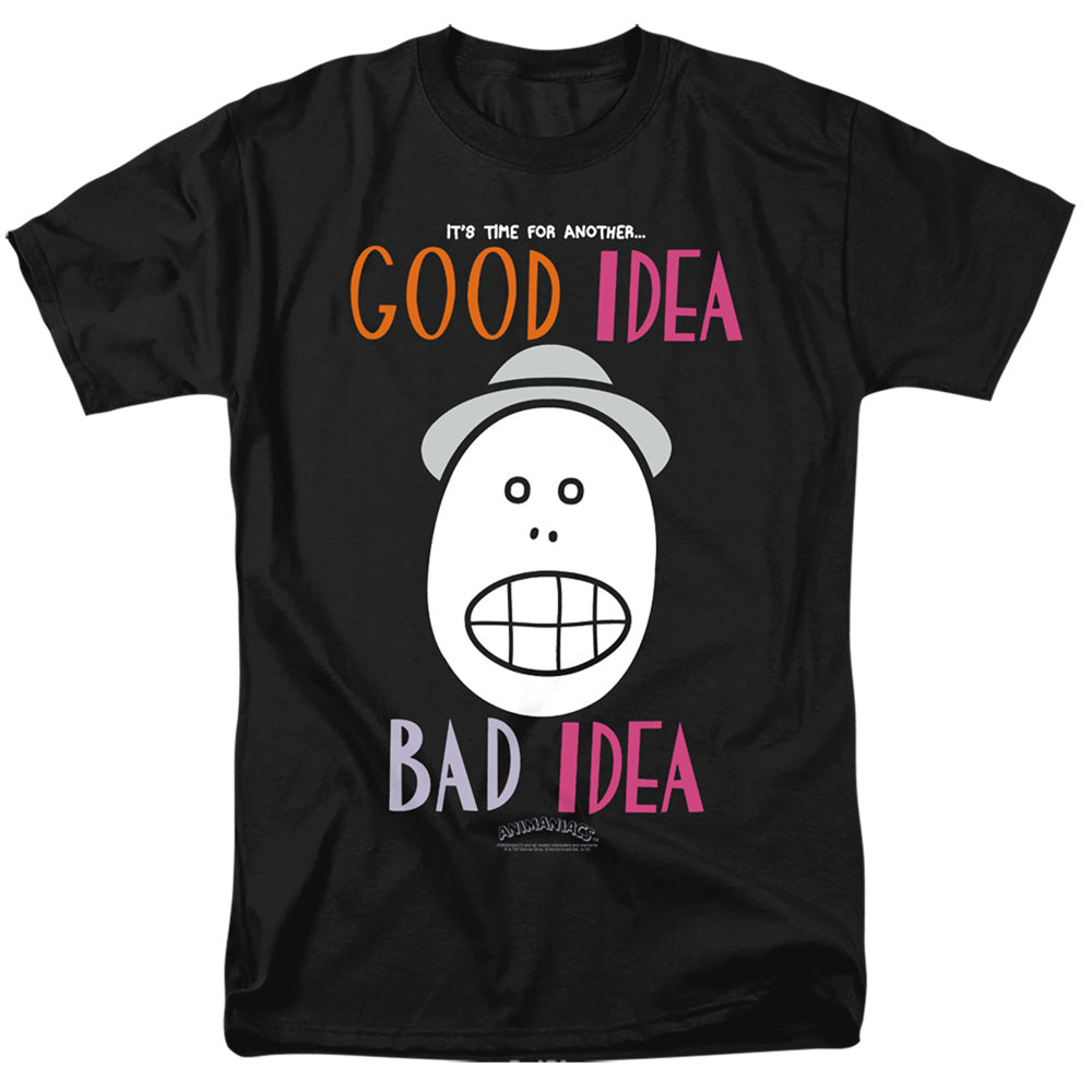 AN OFFCIALLY LICENSED ANIMANIACS GOOD IDEA BAD IDEA MEN'S REGULAR FIT T-SHIRT BLACK