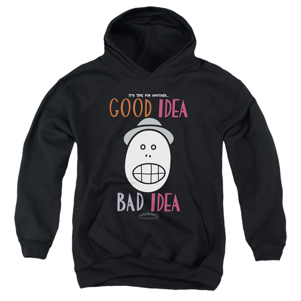 AN OFFCIALLY LICENSED ANIMANIACS GOOD IDEA BAD IDEA YOUTH HOODIE BLACK