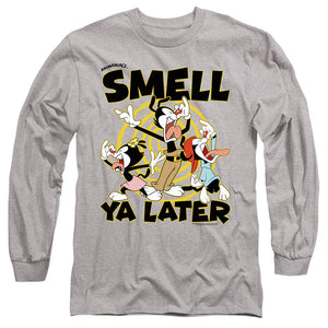 AN OFFCIALLY LICENSED ANIMANIACS SMELL YA LATER MEN'S LONG SLEEVE T-SHIRT ATHLETIC HEATHER