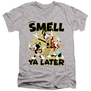 AN OFFCIALLY LICENSED ANIMANIACS SMELL YA LATER MEN'S V-NECK T-SHIRT ATHLETIC HEATHER