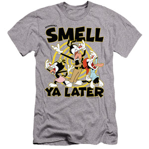 AN OFFCIALLY LICENSED ANIMANIACS SMELL YA LATER MEN'S PREMIUM SLIM FIT T-SHIRT ATHLETIC HEATHER