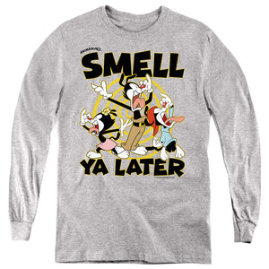 AN OFFCIALLY LICENSED ANIMANIACS SMELL YA LATER YOUTH LONG SLEEVE T-SHIRT ATHLETIC HEATHER