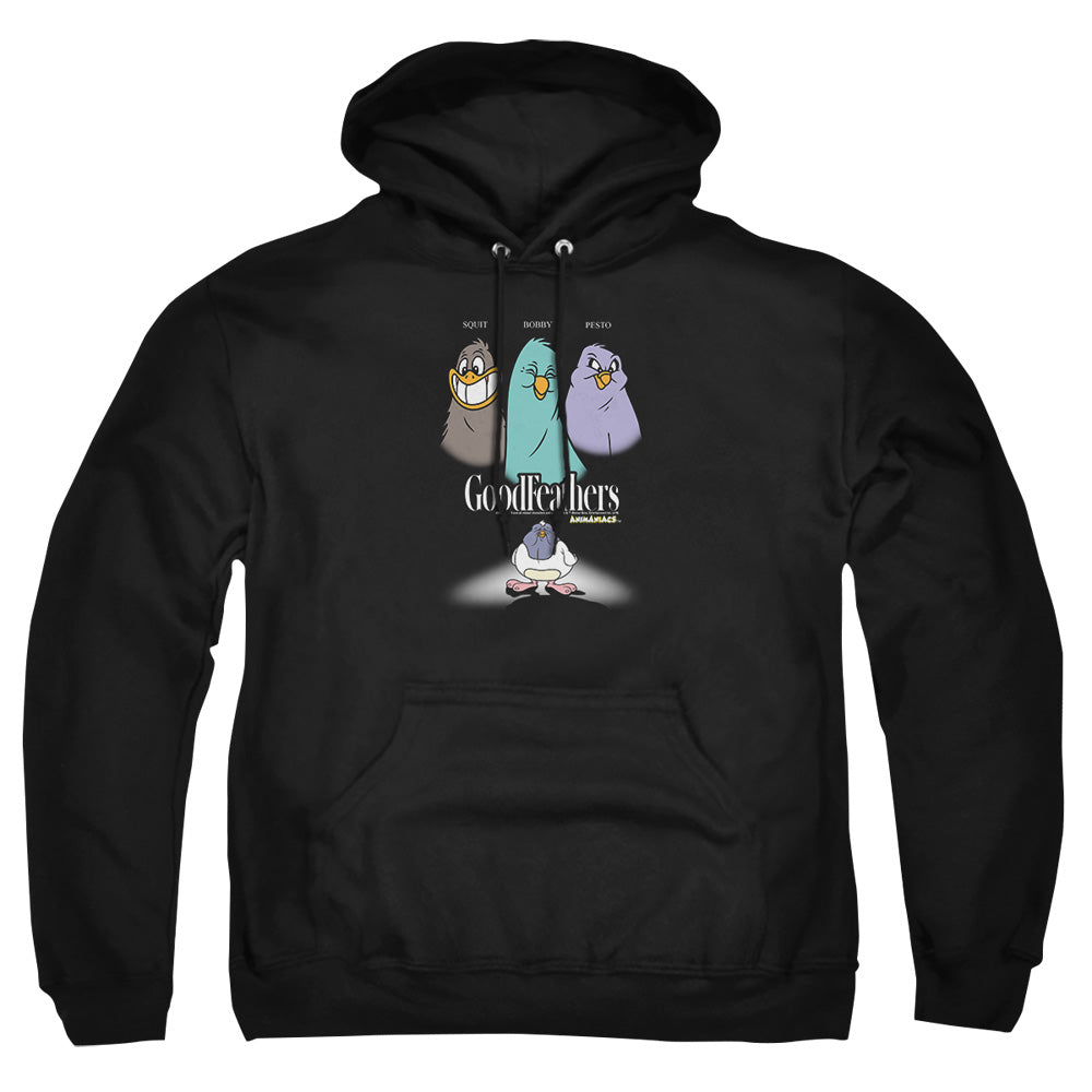 AN OFFCIALLY LICENSED ANIMANIACS GOODFEATHERS ADULT UNISEX PULLOVER HOODIE BLACK