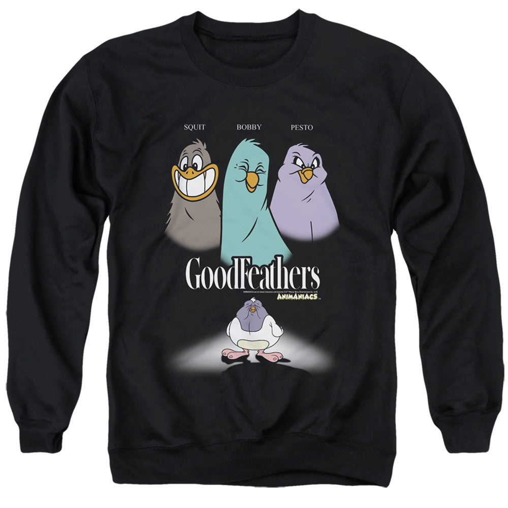 AN OFFCIALLY LICENSED ANIMANIACS GOODFEATHERS ADULT UNISEX CREWNECK SWEATSHIRT BLACK