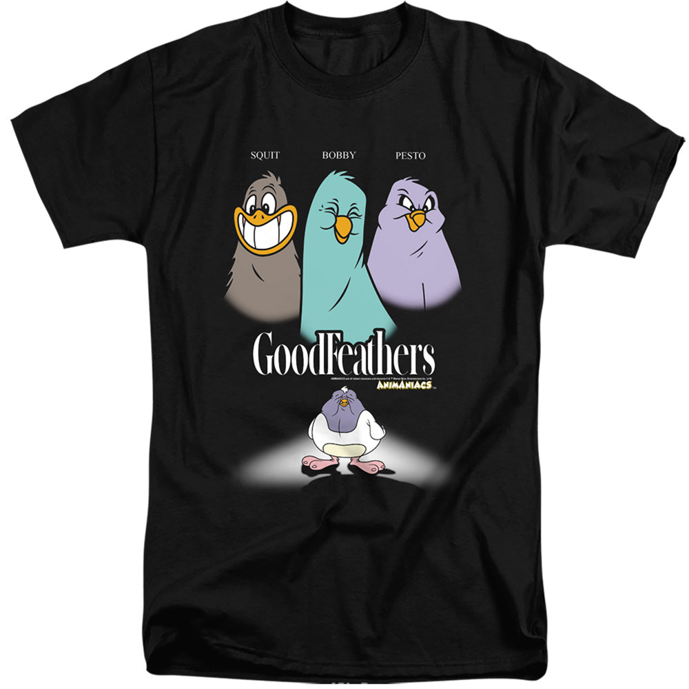 AN OFFCIALLY LICENSED ANIMANIACS GOODFEATHERS MEN'S TALL FIT T-SHIRT BLACK