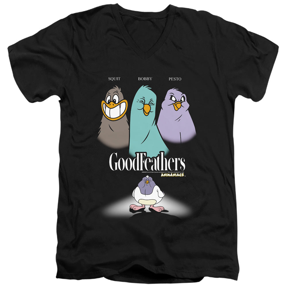 AN OFFCIALLY LICENSED ANIMANIACS GOODFEATHERS MEN'S V-NECK T-SHIRT BLACK