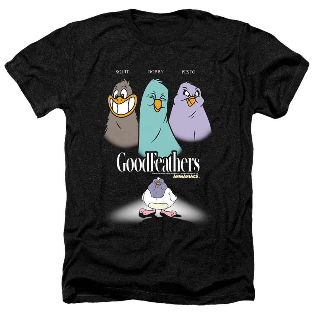 AN OFFCIALLY LICENSED ANIMANIACS GOODFEATHERS MEN'S HEATHER T-SHIRT CHARCOAL