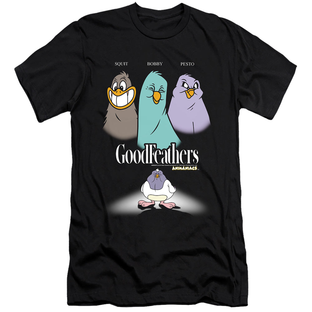 AN OFFCIALLY LICENSED ANIMANIACS GOODFEATHERS MEN'S PREMIUM SLIM FIT T-SHIRT BLACK