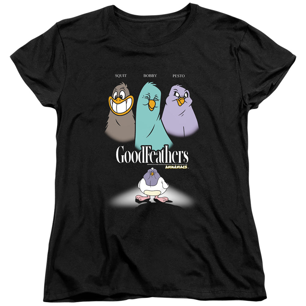 AN OFFCIALLY LICENSED ANIMANIACS GOODFEATHERS WOMEN'S REGULAR FIT T-SHIRT BLACK