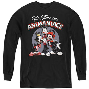 AN OFFCIALLY LICENSED ANIMANIACS ITS TIME FOR YOUTH LONG SLEEVE T-SHIRT BLACK