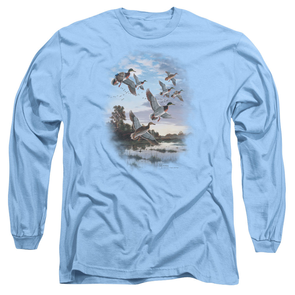 Wildlife Evening Flight Mallards Licensed Adult Unisex Long Sleeve T-Shirt LG
