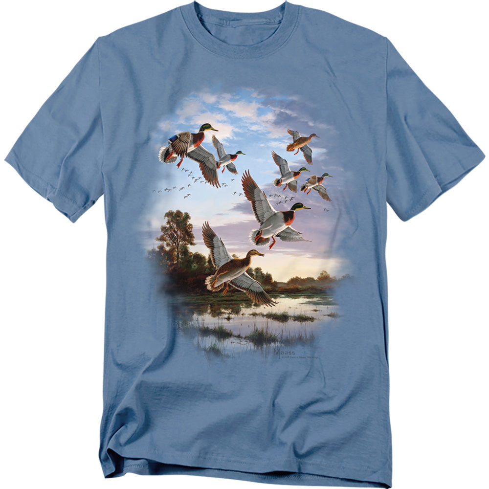 Wildlife Evening Flight Mallards Licensed Adult Unisex T-Shirt Regular Fit Tee