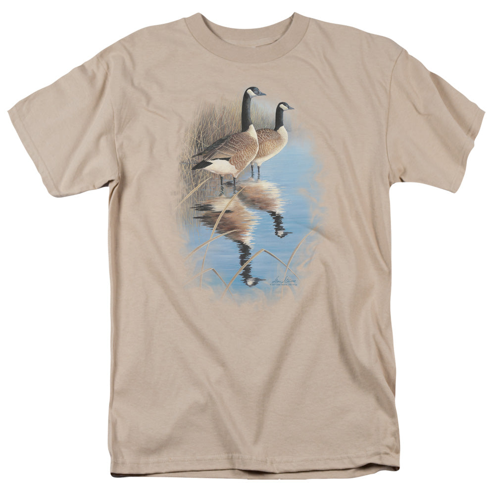 Wildlife Morning Reflections Canada Geese Licensed Adult Unisex T-Shirt SM-3X