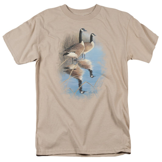Wildlife Morning Reflections Canada Geese Licensed Adult Unisex T-Shirt SM-3X