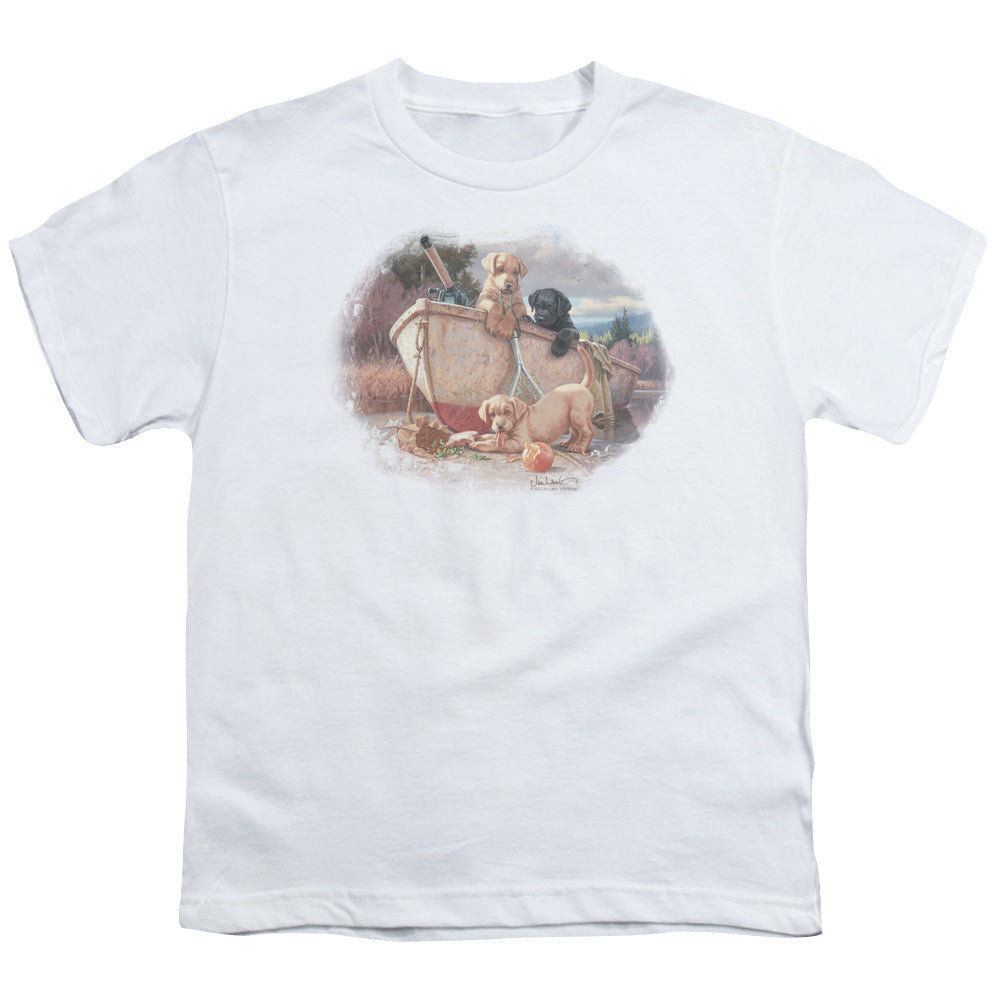 Wildlife Lunch Break Lab Pups Licensed Kid's T-Shirt (Ages 4-7) SM-XL