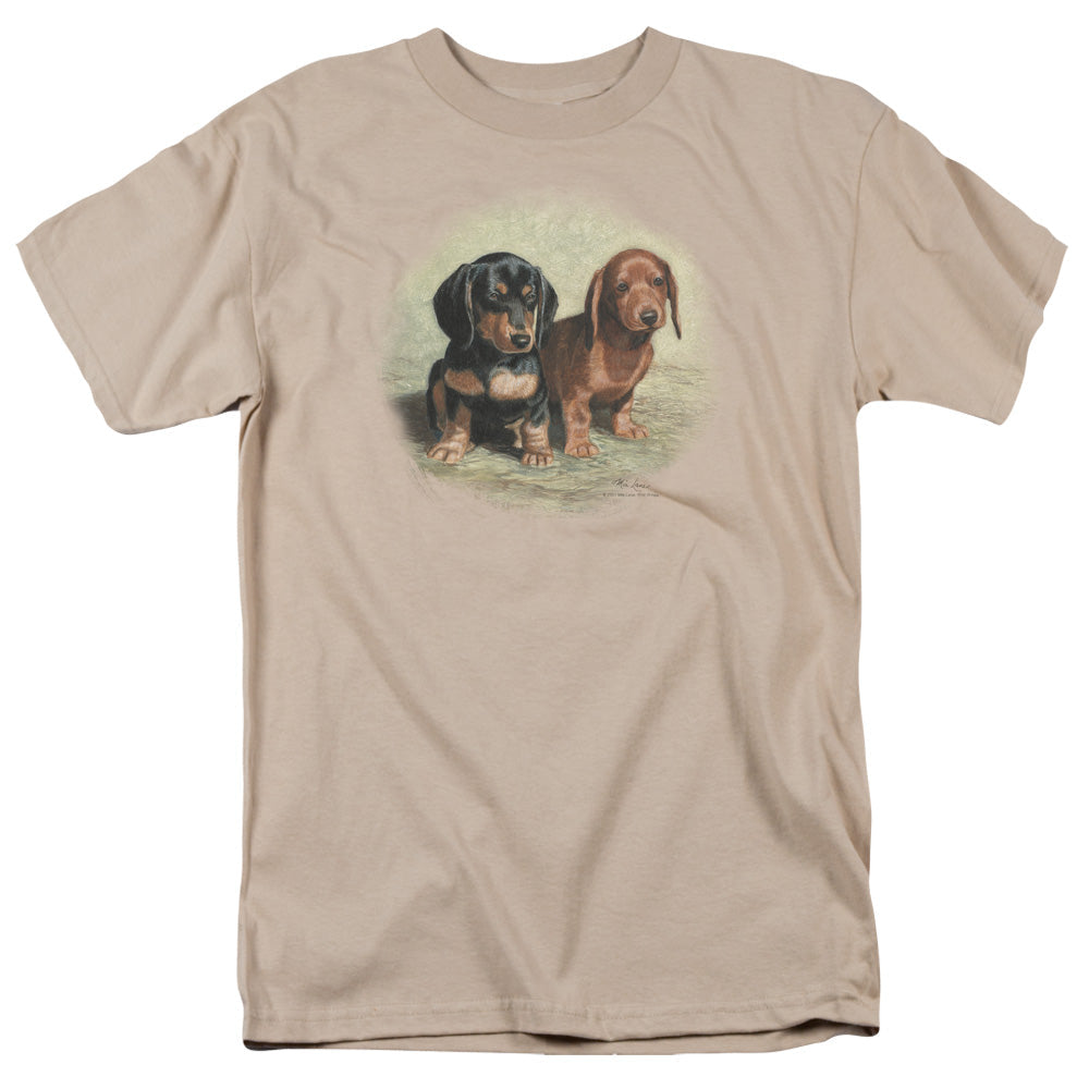 Wildlife Dachshund Pups Licensed Adult Unisex T-Shirt Regular Fit Tee SM-3X